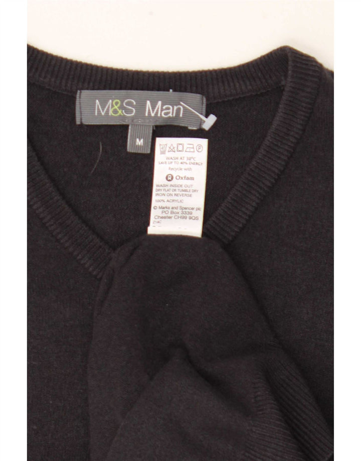 Marks & Spencer Herre V-hals sweater Medium Sort Akryl