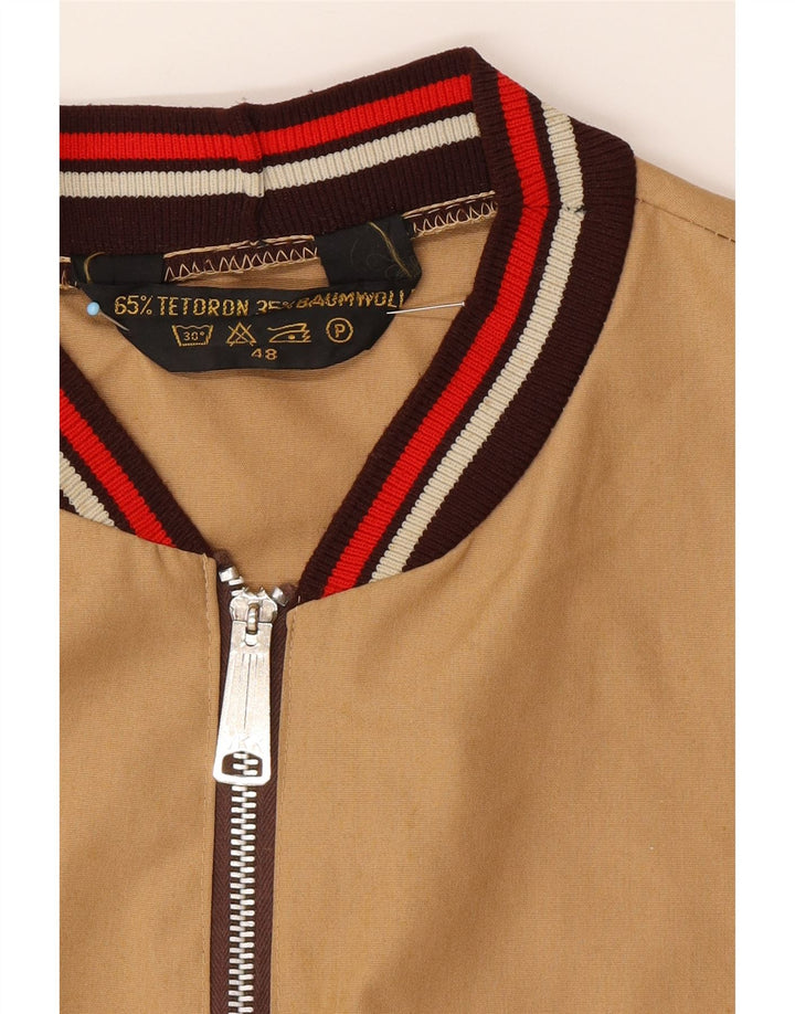 VINTAGE Bomberjakke til mænd IT 48 Medium Beige Bomuld