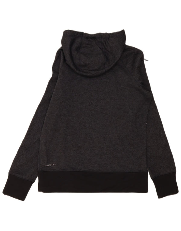 Nike Womens Therma-Fit Graphic Hoodie Jumper UK 14 Medium Grey Colourblock