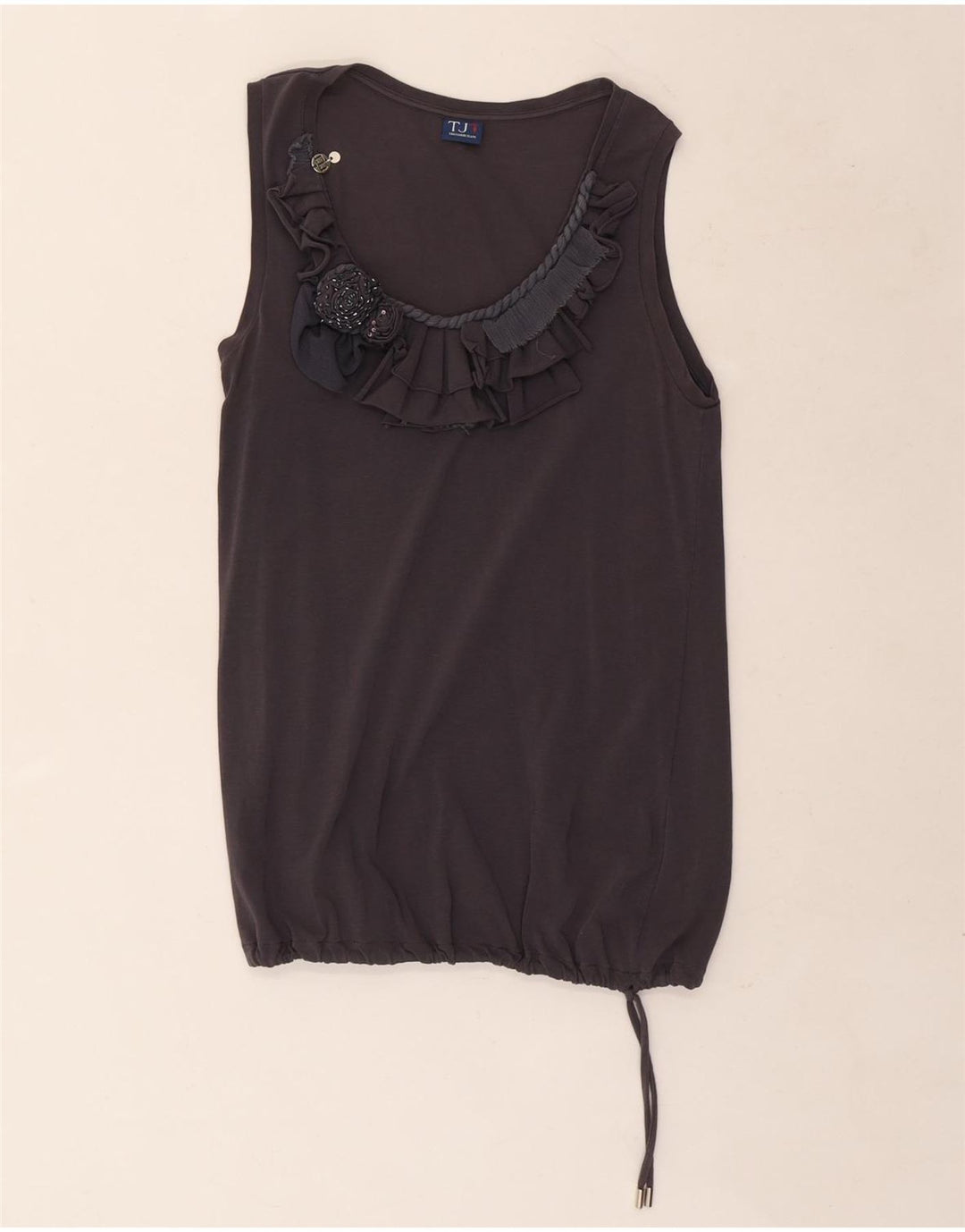 Trussardi Dame ærmeløs bluse Top UK 10 Small Grey