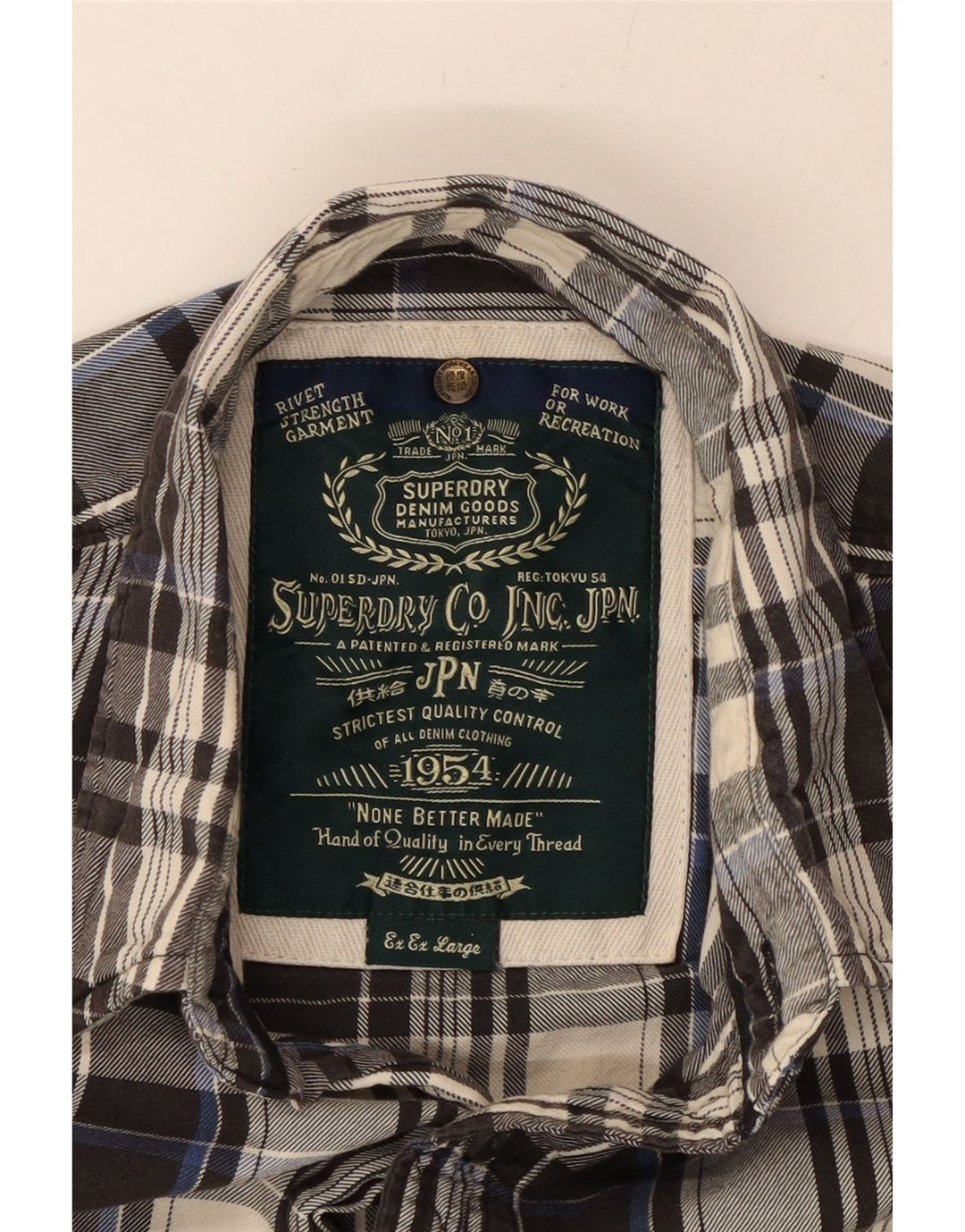 SUPERDRY Flanellskjorte til mænd 2XL Grå Plaid