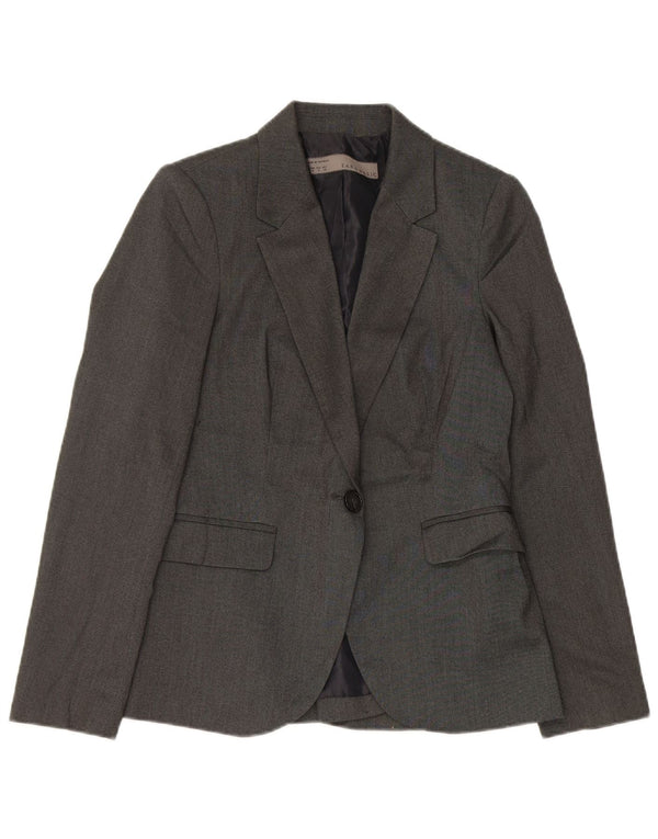 Zara Dame 1 Knap Blazer Jacket UK 12 Medium Grey Polyester