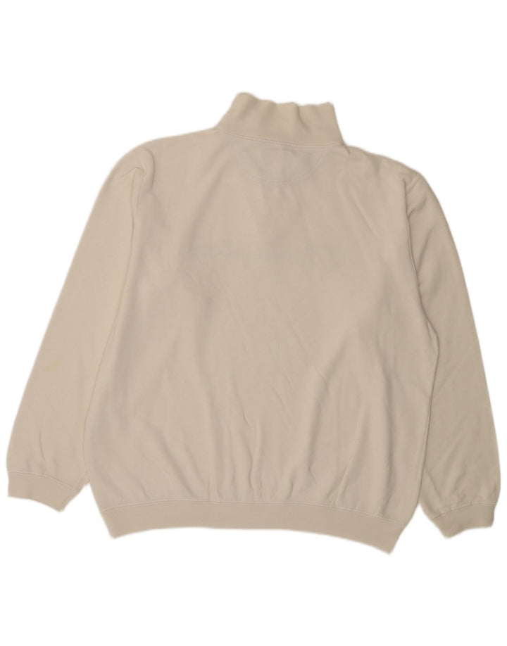 Champion Herre Grafisk Zip Neck Sweatshirt Jumper Stor hvid Bomuld