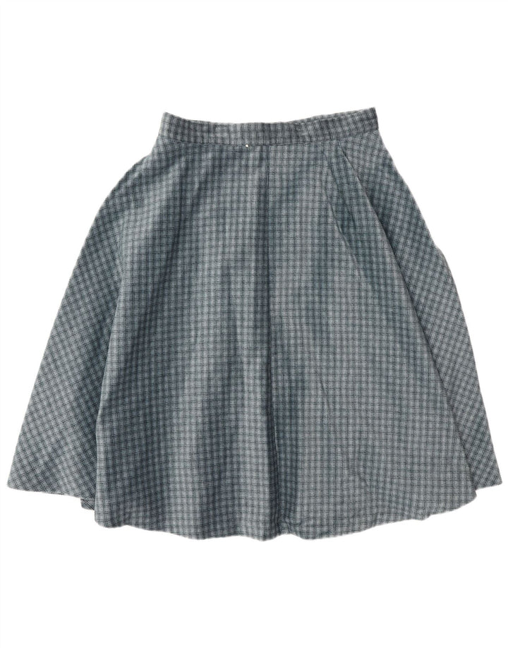 Vintage kvinders cirkelnederdel W30 Medium Blue Check