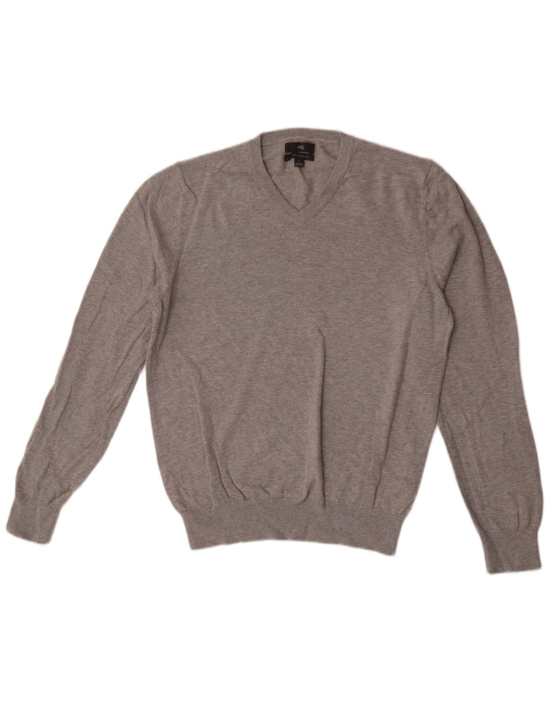 Marks & Spencer Herre V-hals sweater Medium Grey Flecked Bomuld