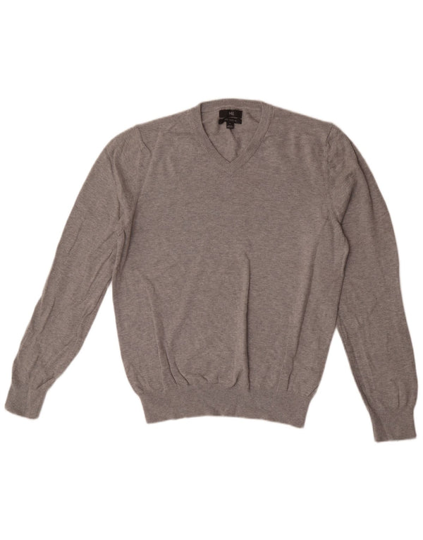 Marks & Spencer Herre V-hals sweater Medium Grey Flecked Bomuld