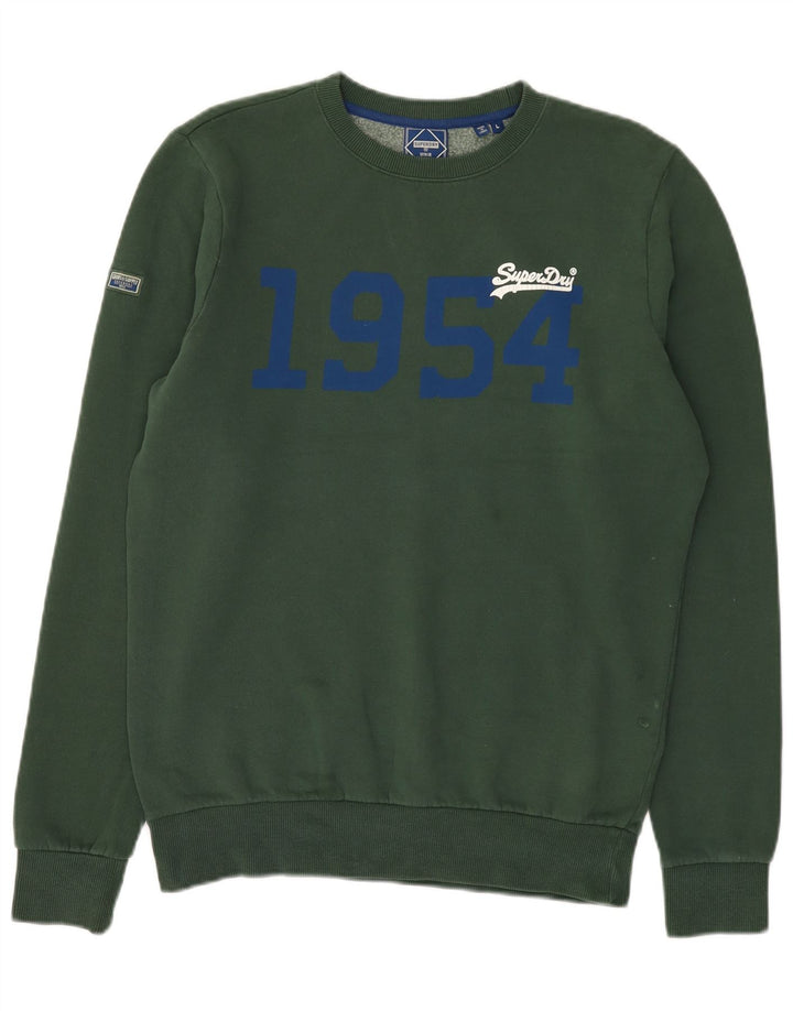 Superdry grafisk sweatshirt til mænd, stor grøn bomuld
