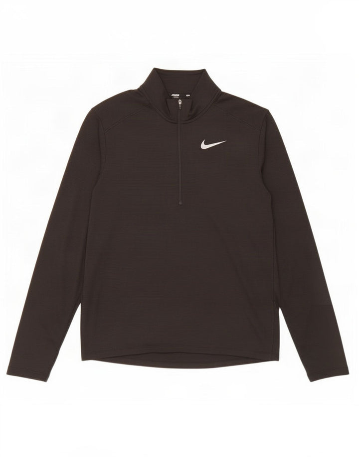 Nike Herre Dri Fit Zip Neck Top Langærmet Medium Sort Polyester