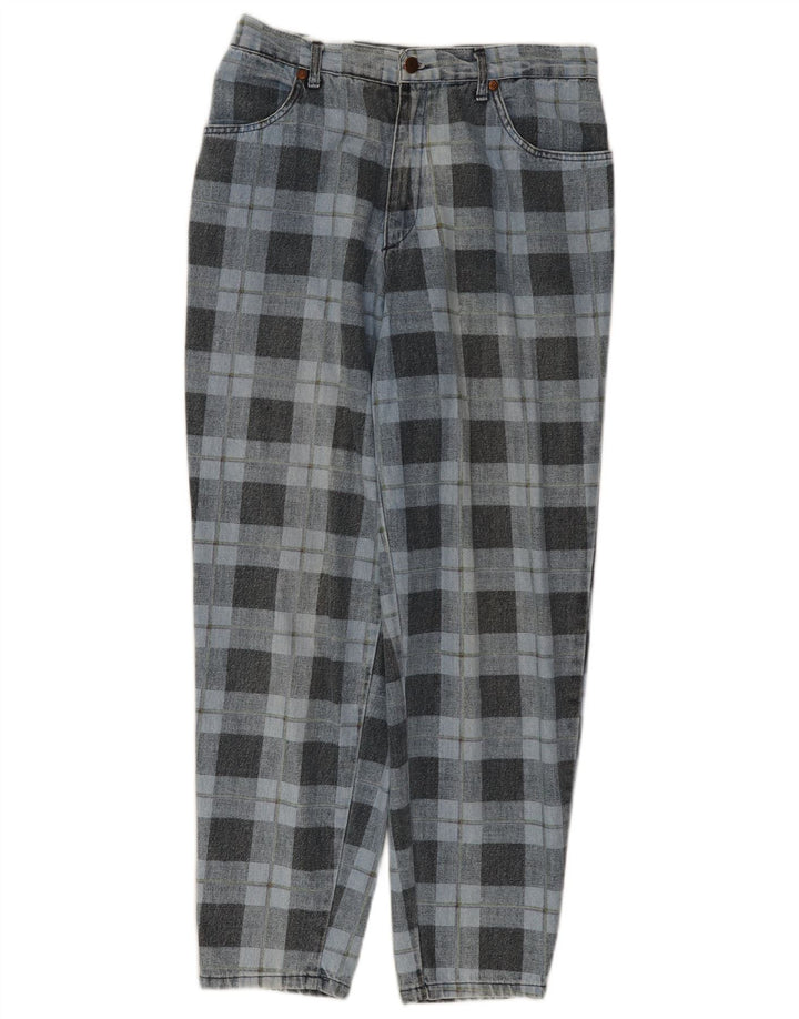 SPITFIRE koniske jeans til kvinder W34 L27 blå ternet bomuld