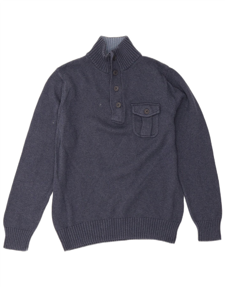 Gant Herre Button Neck Jumper Sweater Medium Navy Blue