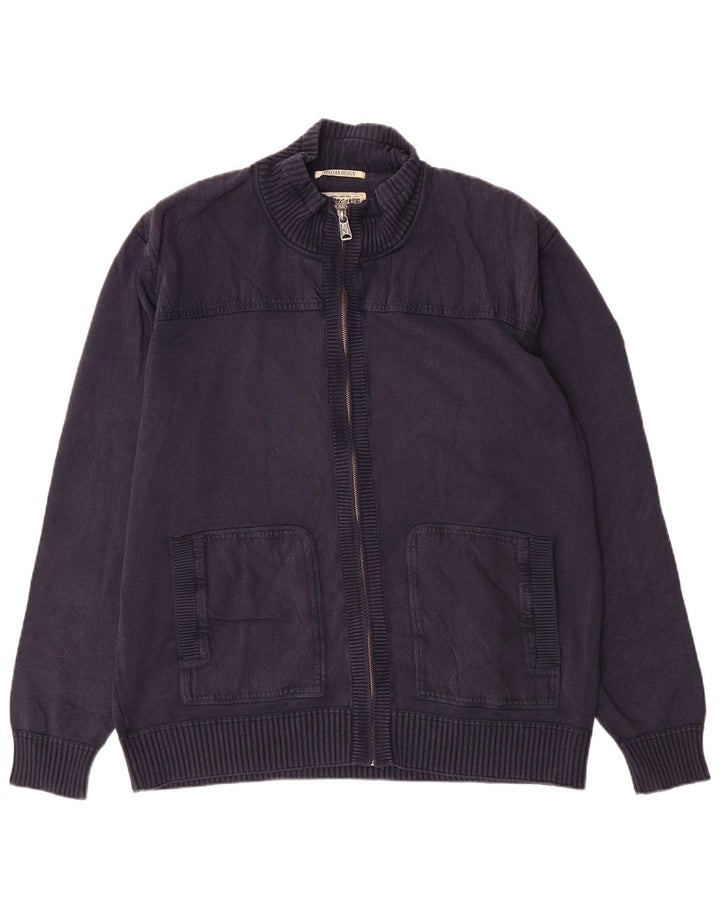 Marlboro Classics Herre Cardigan Sweater med fuld lynlås 2XL Navy Blue