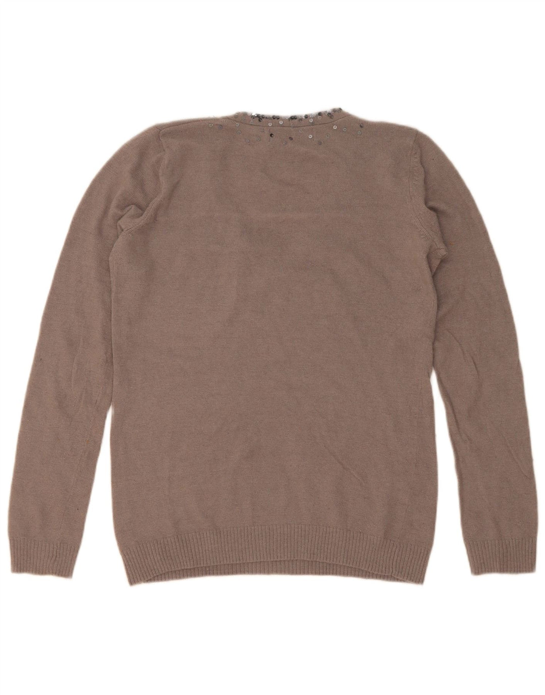 Zara Dame V-hals sweater UK 14 Medium Brun