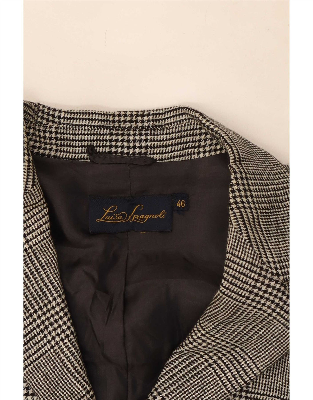 Luisa Spagnoli Dame 3-knaps blazerjakke IT 46 Large Grå Houndstooth