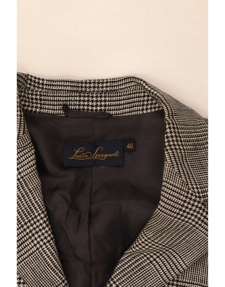 Luisa Spagnoli Dame 3-knaps blazerjakke IT 46 Large Grå Houndstooth
