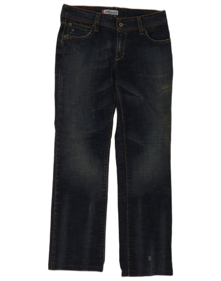 Levi's Dame 570 Straight Jeans W32 L29 Marineblå Bomuld
