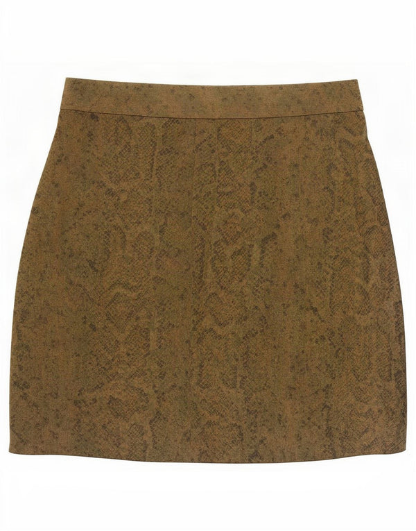 Vintage Womens Mini Skirt IT 44 Medium W27 Khaki Animal Print