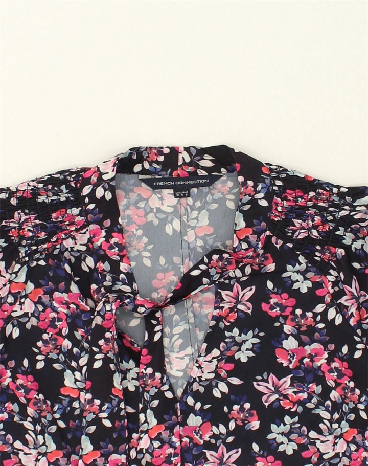 FRENCH CONNECTION Womens Shirt Blouse UK 10 Small Black Floral Polyester | Vintage French Connection | Thrift | Second-Hand French Connection | Used Clothing | Messina Hembry 