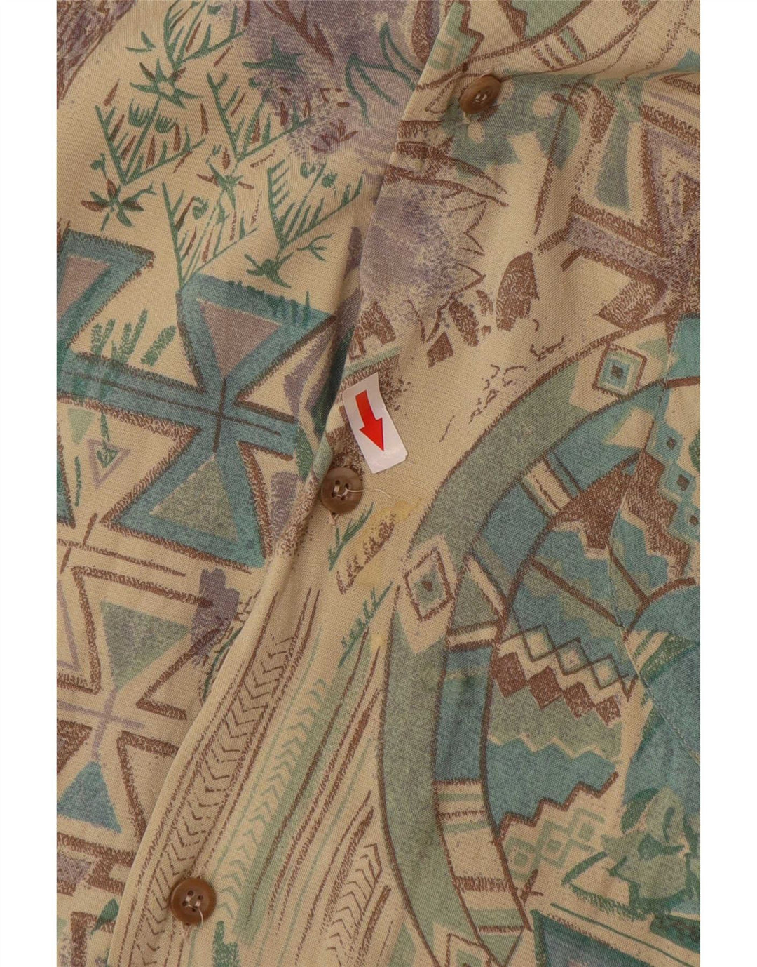 Vintage Kortærmet Herreskjorte Stor Flerfarvet Geometrisk