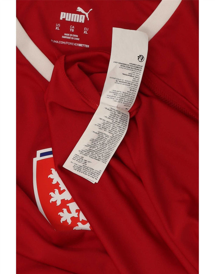 Puma Herre Tjekkiet Grafisk T-Shirt Top XL Rød Polyester