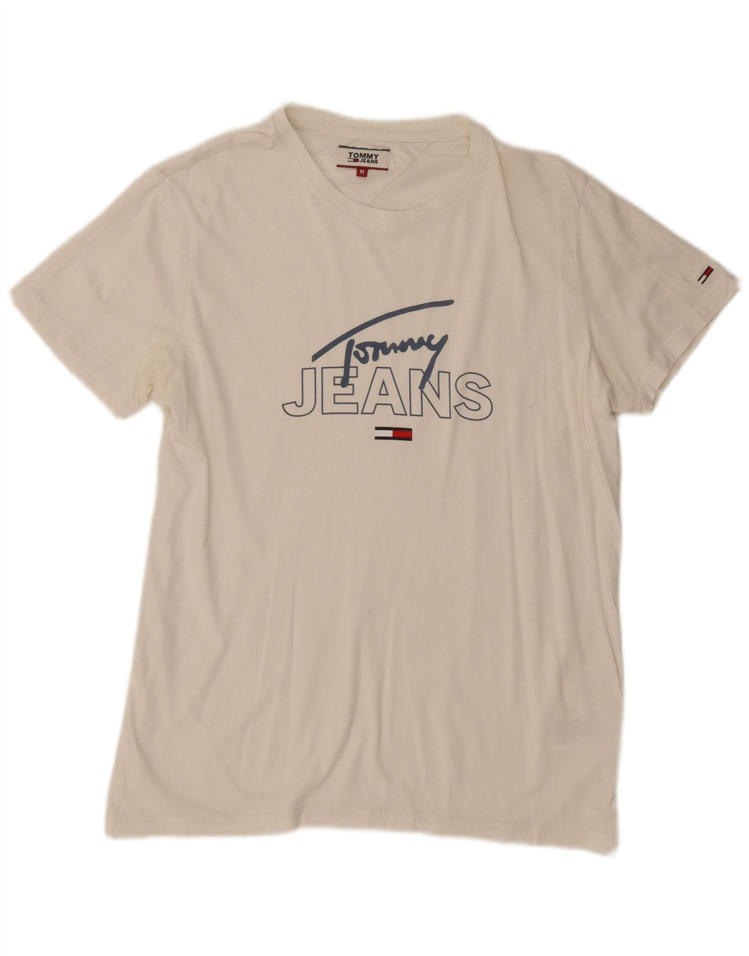 Tommy Hilfiger Herre grafisk T-shirt Top Medium Hvid Bomuld