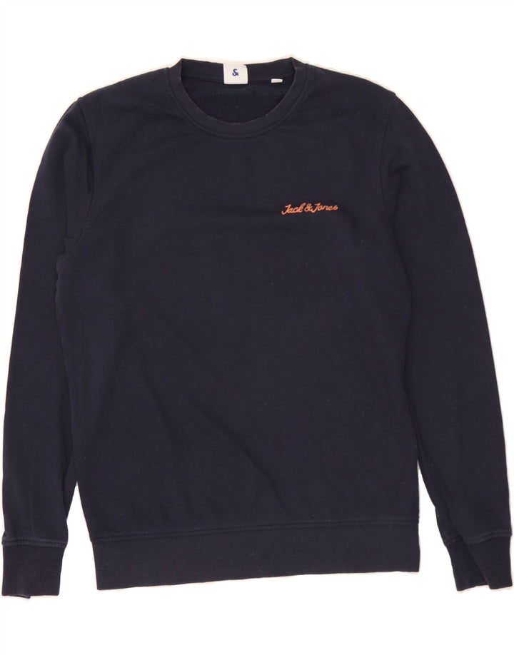 JACK & JONES Mens Sweatshirt Jumper Medium Navy Blue Cotton Vintage Jack & Jones and Second-Hand Jack & Jones from Messina Hembry 