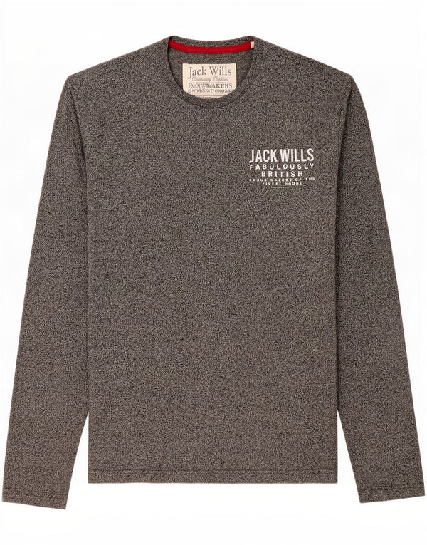 Jack Wills Herre grafisk top Langærmet lille grå flækket bomuld