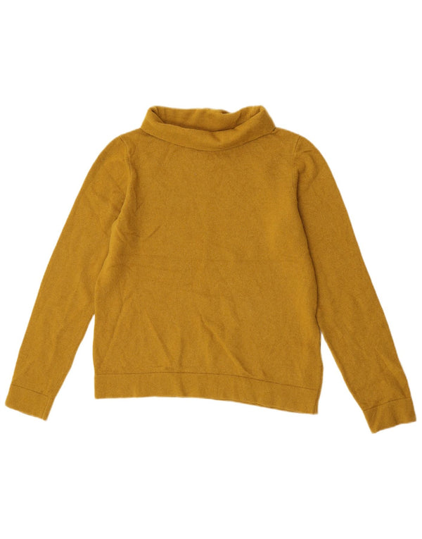 Hobbs Dame Crop Roll Neck Jumper Sweater UK 14 Medium Yellow Wool