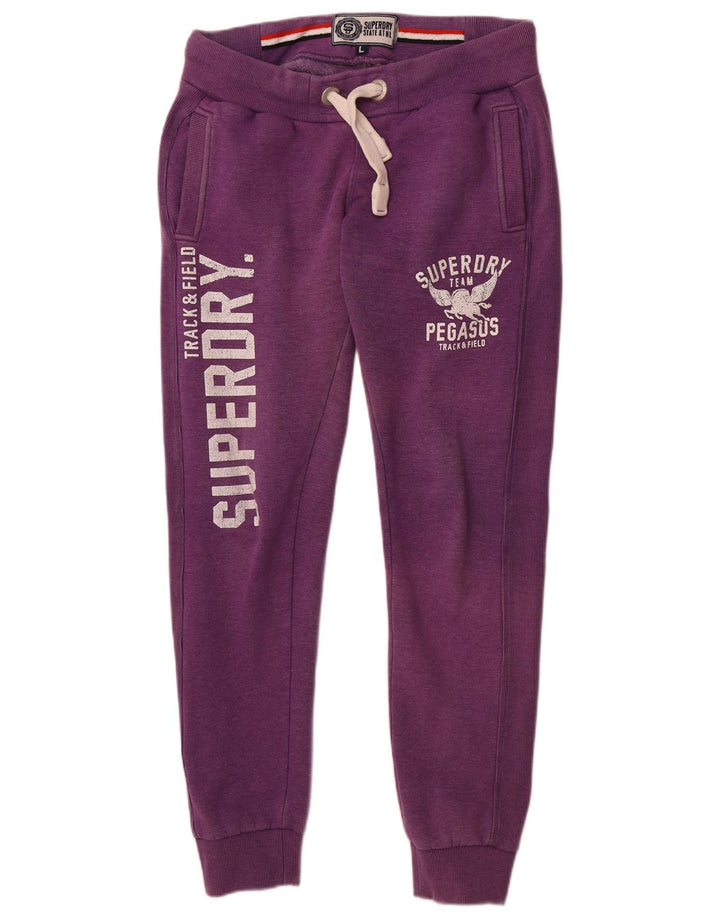 SUPERDRY Dame Pegasus træningsdragt Bukser Joggers UK 16 Large Purple