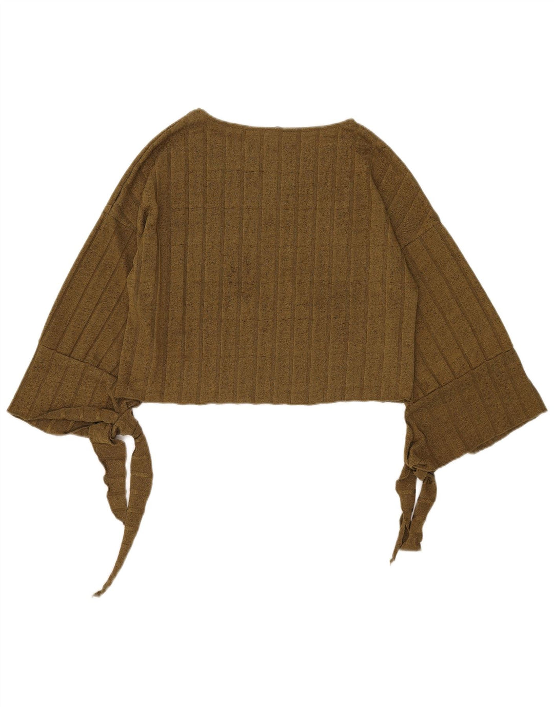 Zara Womens Oversized 3/4-ærmet Crop Bluse Top UK 10 Small Khaki