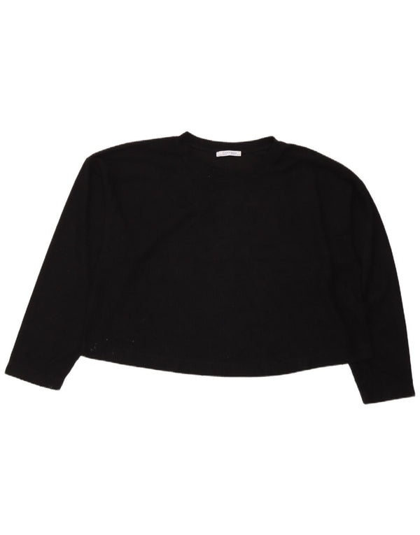 Zara Dame Trafaluc Crop Oversized Top Langærmet UK 10 Lille Sort