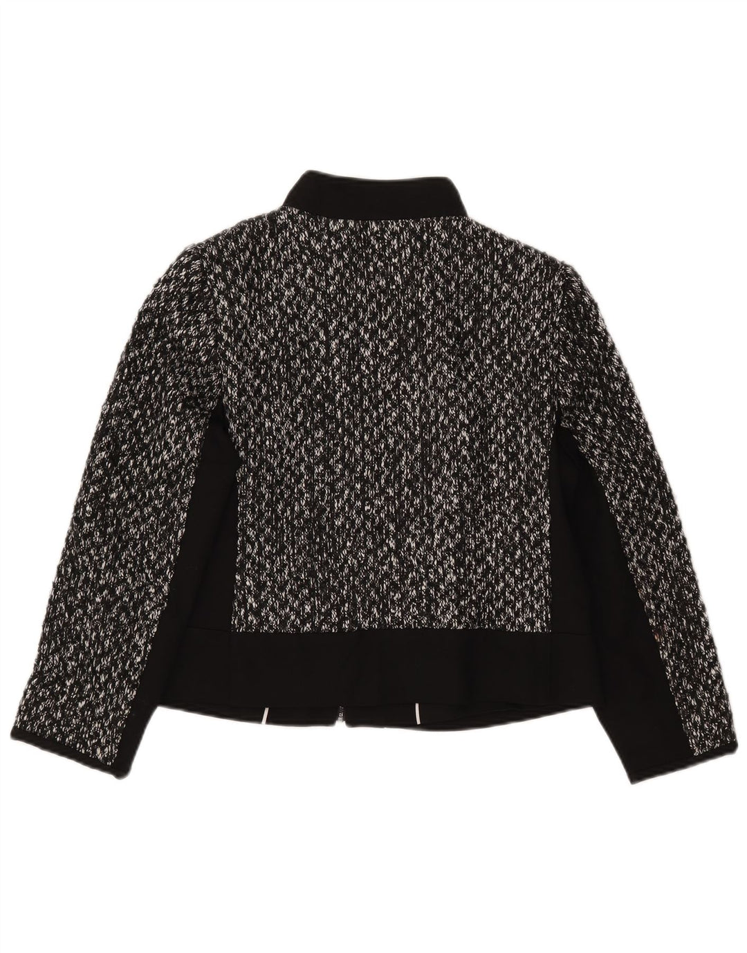 MARKS & SPENCER Dame Crop Blazer Jacket UK 12 Medium Black Flecked