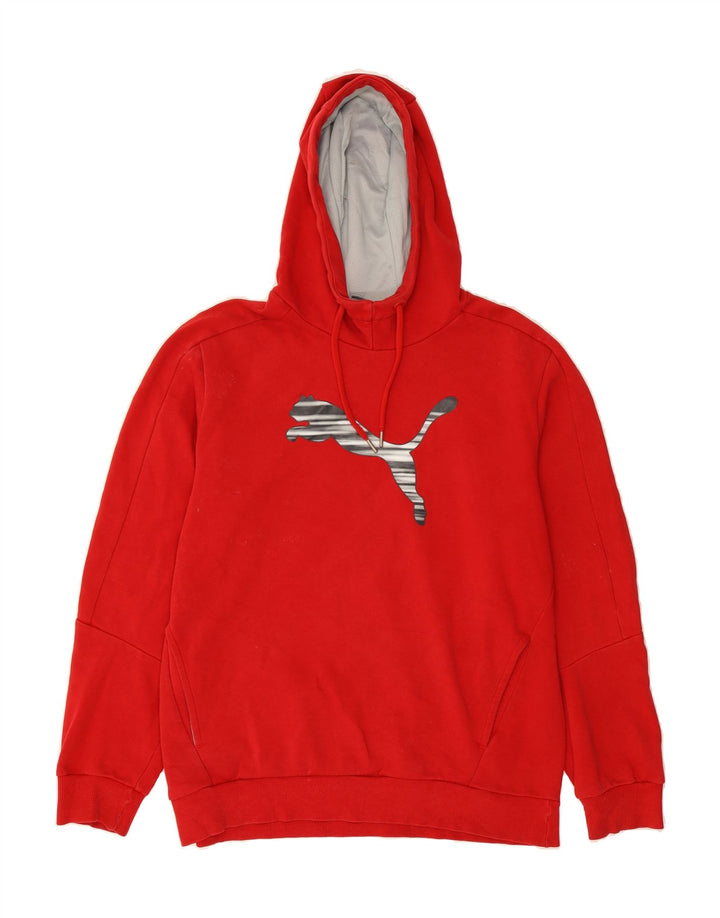 PUMA Mens Graphic Hoodie Jumper Large Red Cotton Vintage Puma and Second-Hand Puma from Messina Hembry 