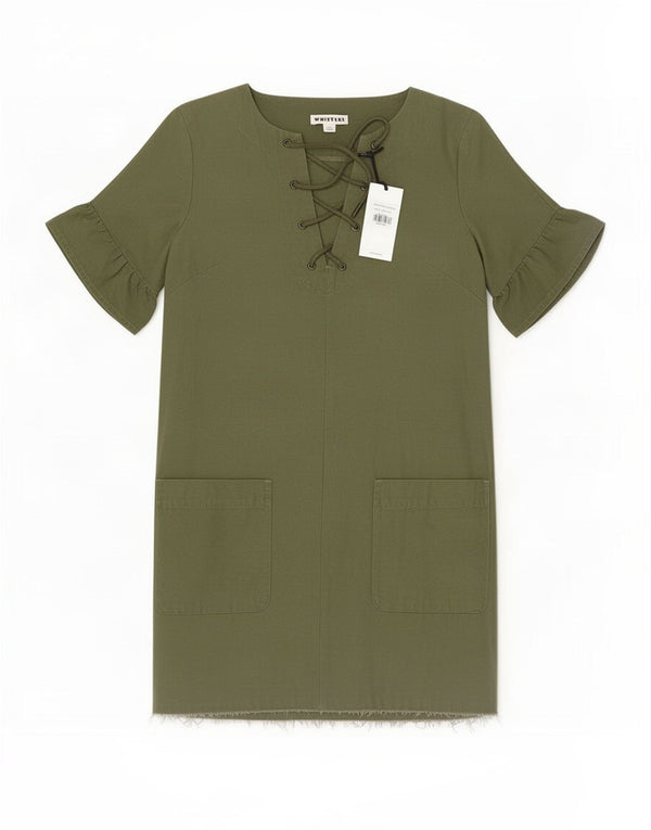 Whistles Womens Shift Dress UK 12 Medium Khaki Cotton