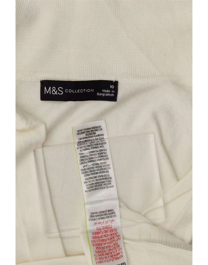 MARKS & SPENCER Womens Polo Neck Jumper Sweater UK 10 Small White Vintage Marks & Spencer and Second-Hand Marks & Spencer from Messina Hembry 