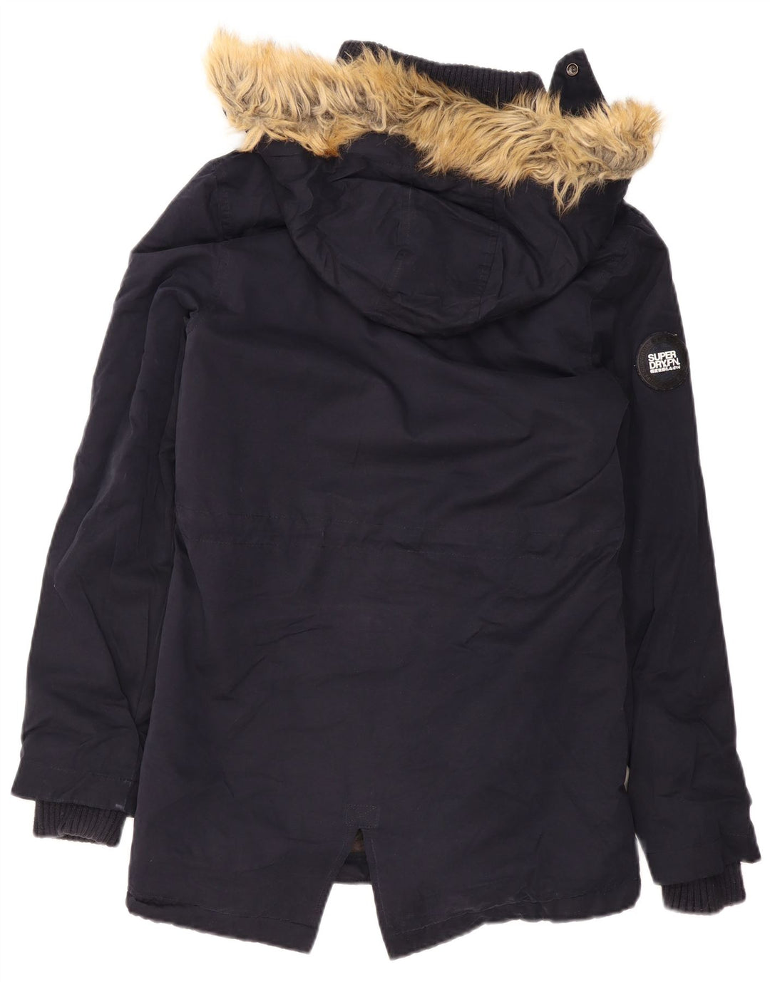 Superdry Sherpa Parkajakke med hætte til kvinder UK 14 Mellem marineblå polyester