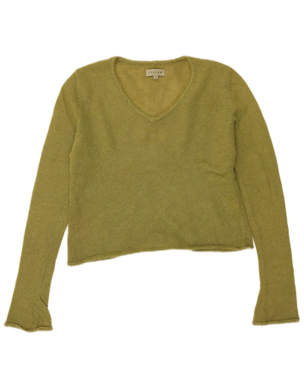 Jigsaw Womens Crop V-hals sweater UK 14 Large Green Mohair