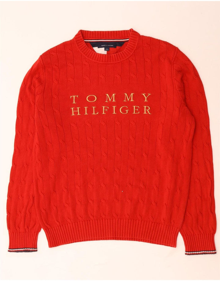 Tommy Hilfiger Herre Crew Neck Jumper Sweater Large Rød Polyester