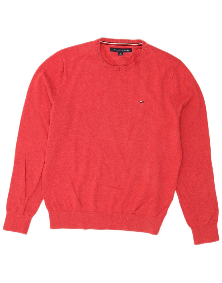 Tommy Hilfiger Herre sweater med rund hals, lille rød bomuld