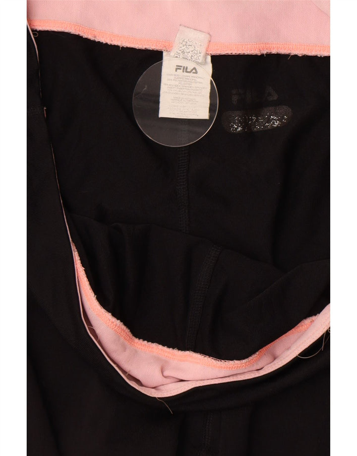 Fila Dame Capri Leggings UK 14 Large Black Colourblock Polyester