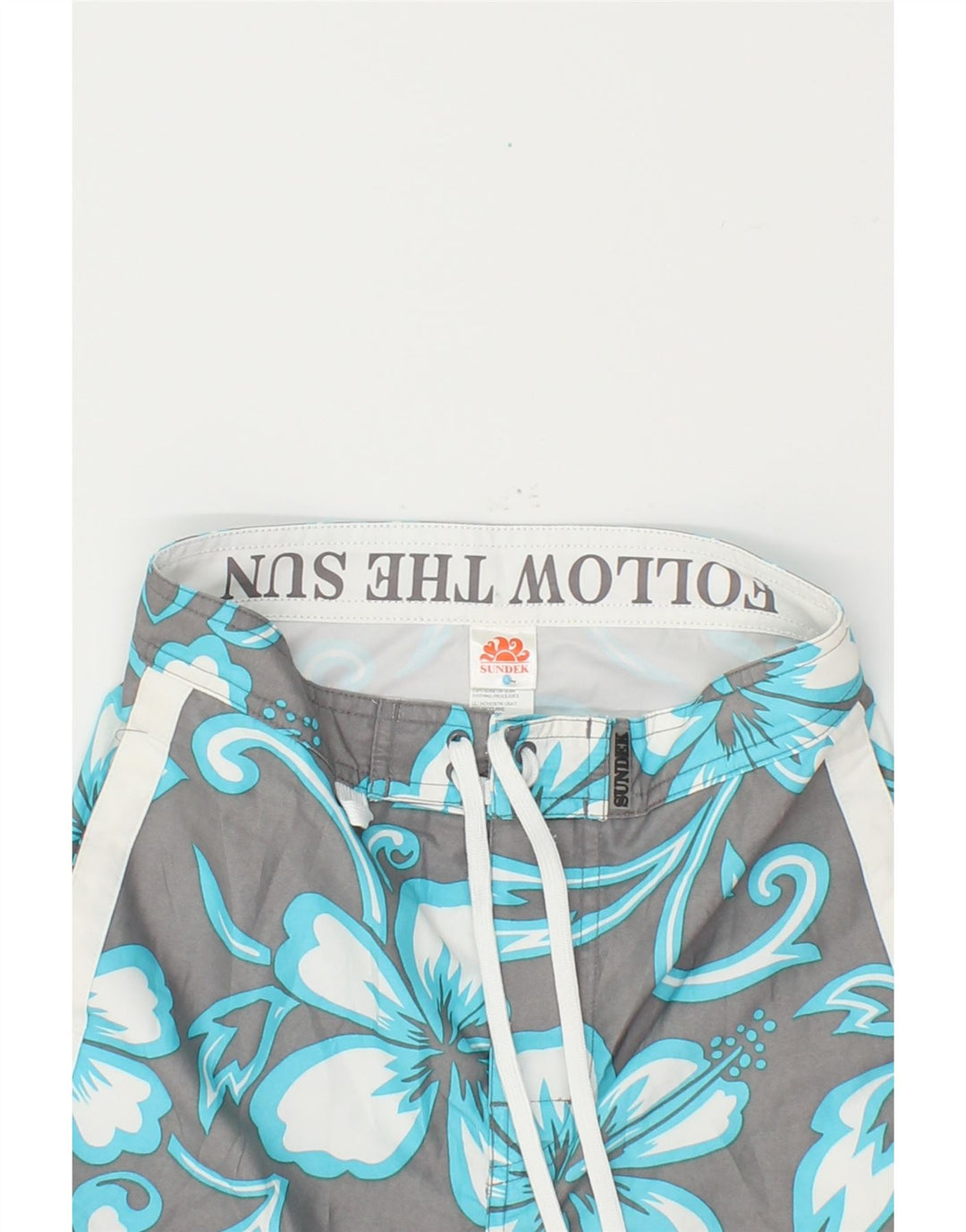 SUNDEK Boys Swimming Shorts 11-12 Years Grey Floral Polyester Vintage Sundek and Second-Hand Sundek from Messina Hembry 