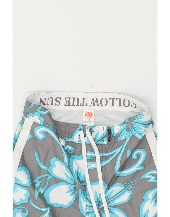 SUNDEK Boys Swimming Shorts 11-12 Years Grey Floral Polyester Vintage Sundek and Second-Hand Sundek from Messina Hembry 