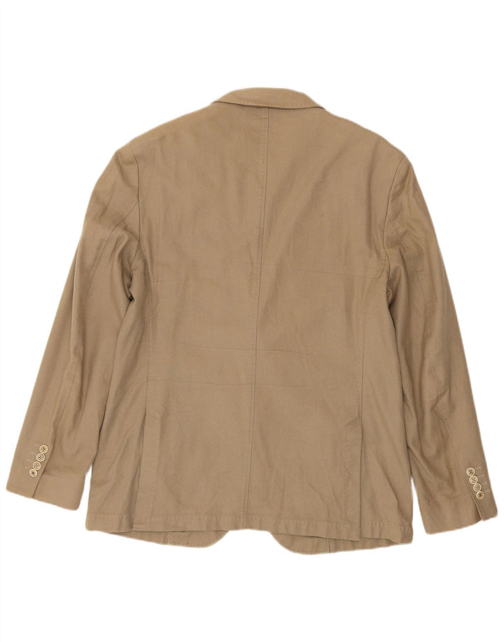 Massimo Dutti Herre 2 Button Blazer Jacket EU 58 2XL Beige Bomuld