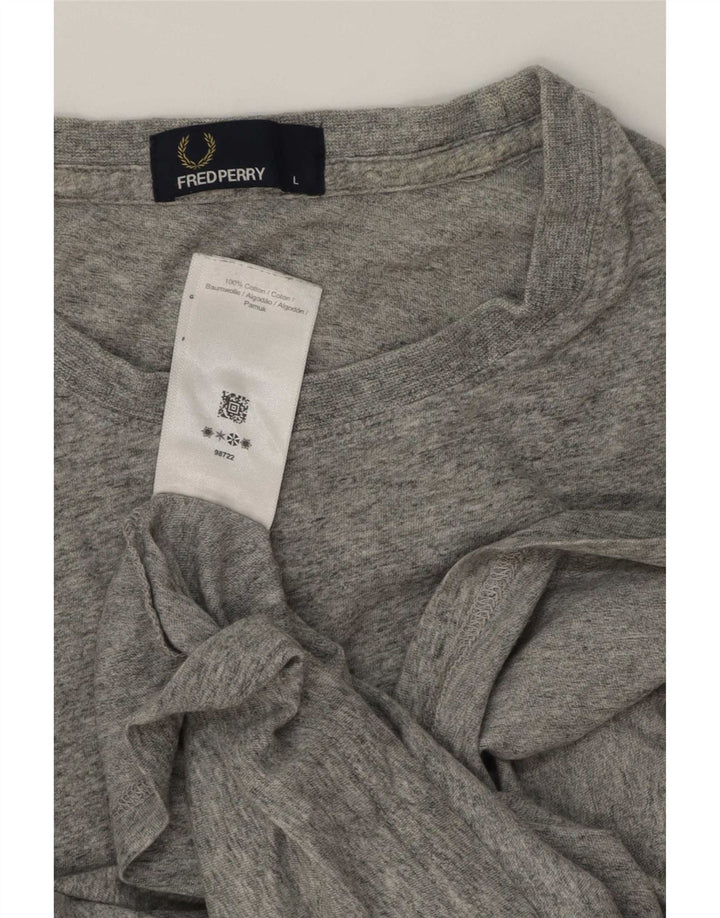 Fred Perry Herre T-Shirt Top Stor Grå Flecked Bomuld