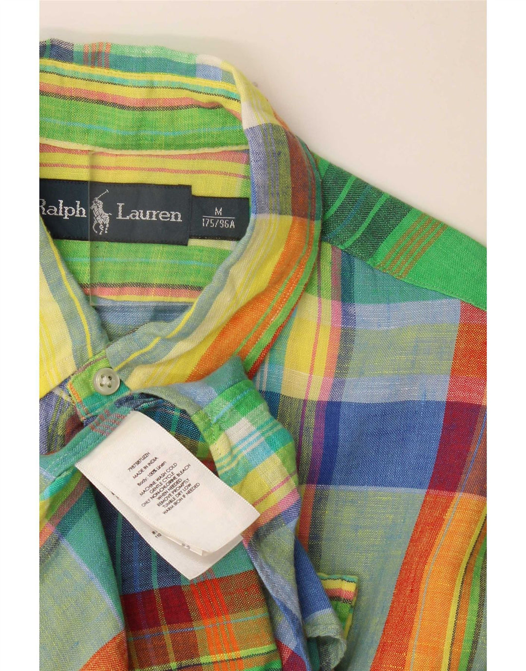 Ralph Lauren Kortærmet Herreskjorte Medium Flerfarvet Plaid Linen