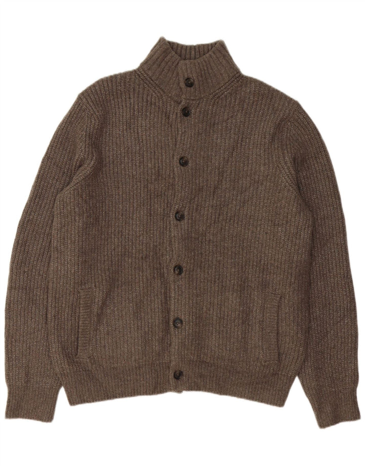 Marks & Spencer Herre Cardigan Sweater Stor brun Flecked Uld
