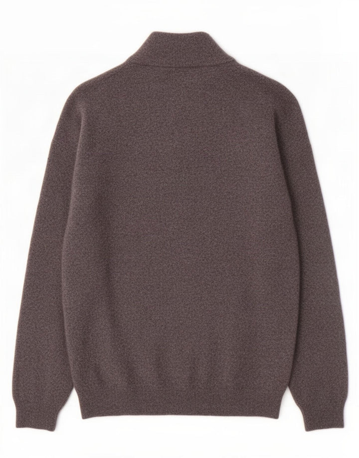 Timberland Mens Zip Neck Jumper Sweater Large Grey Flecked Wool