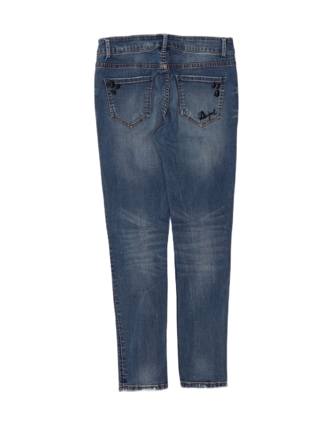 DESIGUAL Womens Slim Jeans W28 L28 Blue Floral Polyester