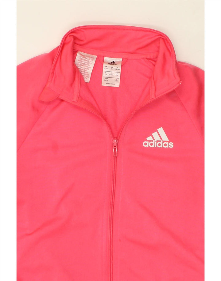 ADIDAS Girls Tracksuit Top Jacket 14-15 Years Pink Polyester Vintage Adidas and Second-Hand Adidas from Messina Hembry 