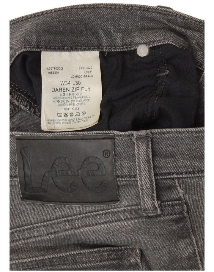 Lee Mens Daren Zip Fly Slim Jeans W34 L30 Grå Bomuld