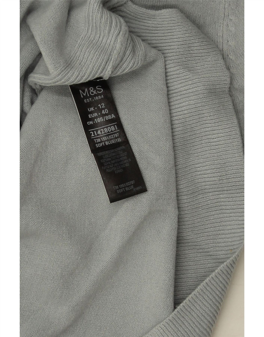 Marks & Spencer Dame sweater med rund hals DK 12 Medium Blue Acryl